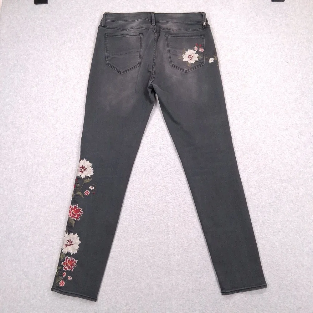 Driftwood Jackie Jeans Womens 29x28 Gray Floral Embroidered Classic Skinny Boho